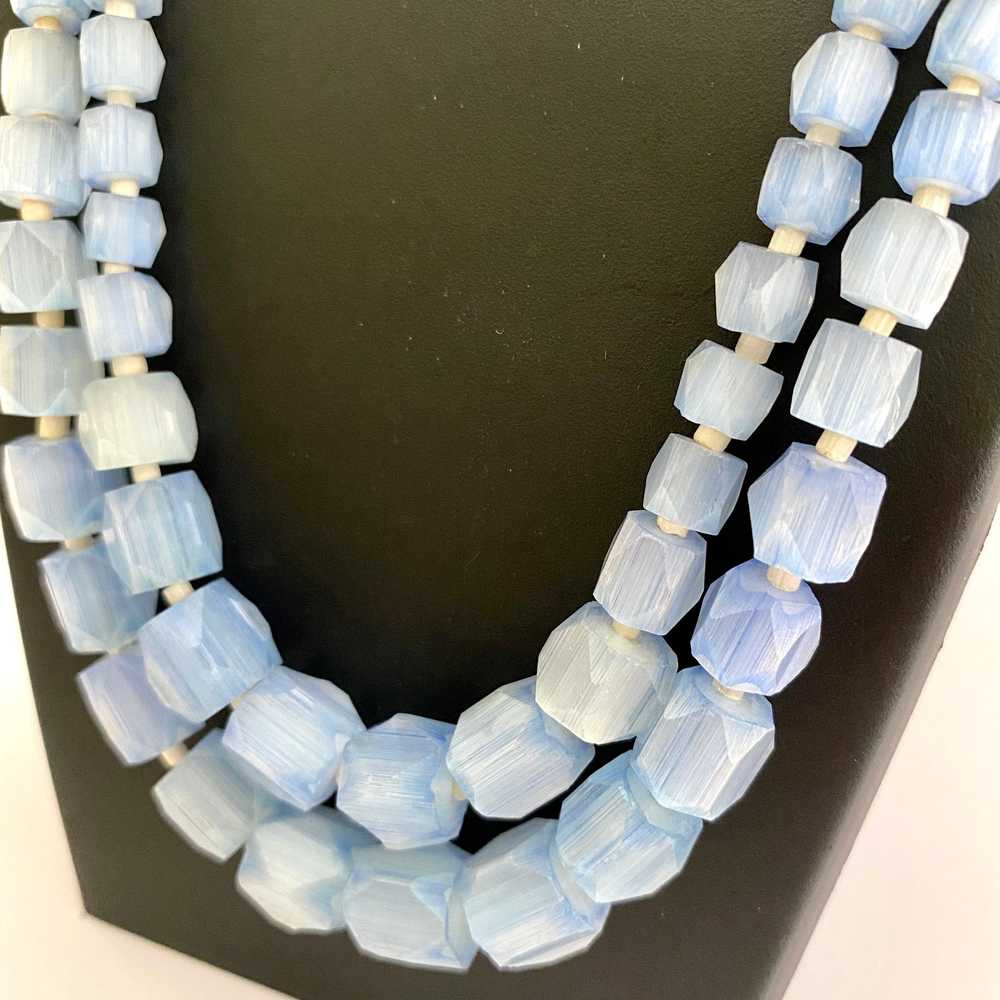 1960s Ice Blue Faceted Glass Bead Necklace - image 2