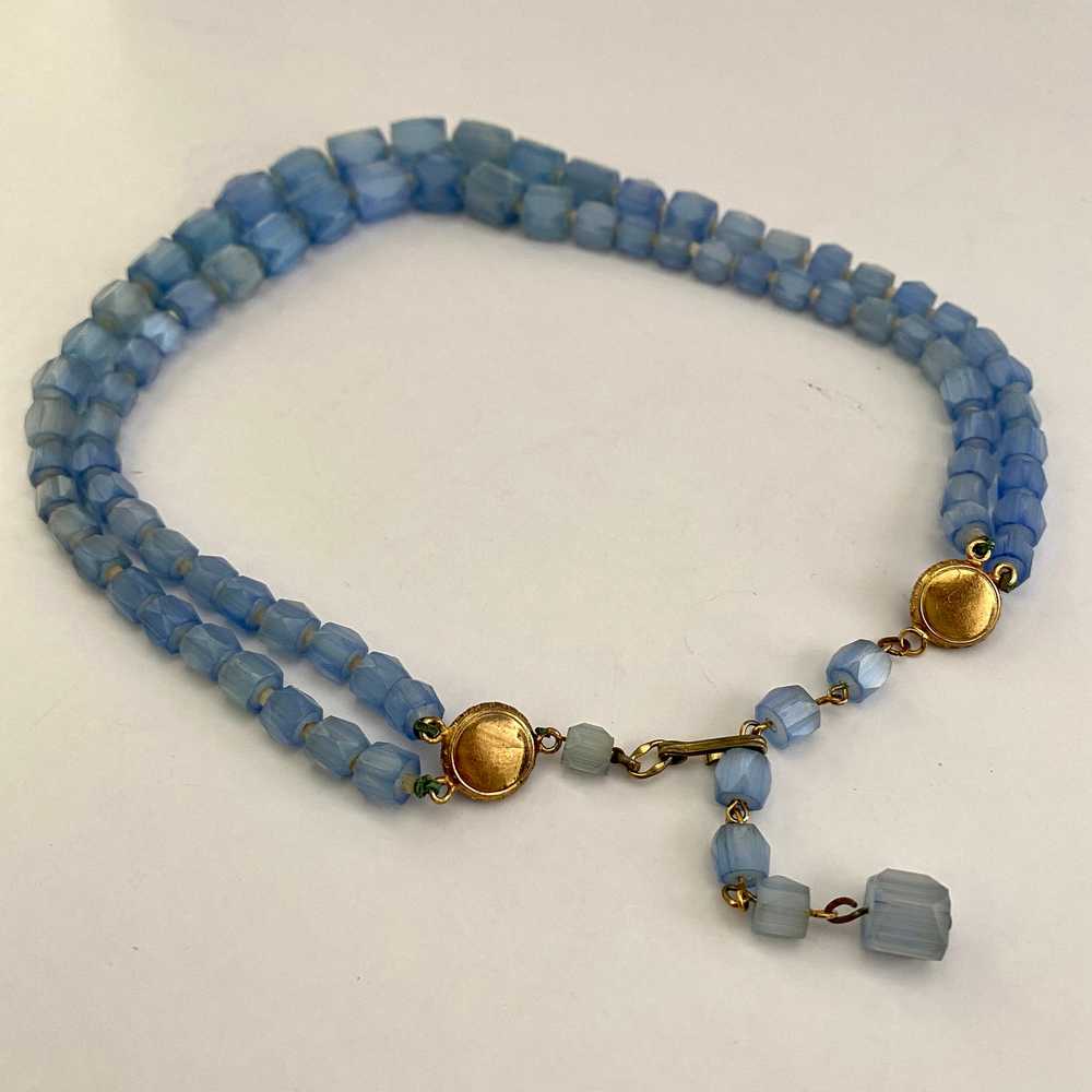1960s Ice Blue Faceted Glass Bead Necklace - image 3