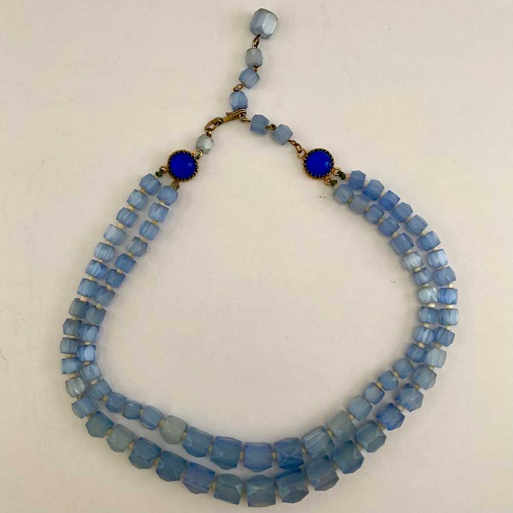 1960s Ice Blue Faceted Glass Bead Necklace - image 4