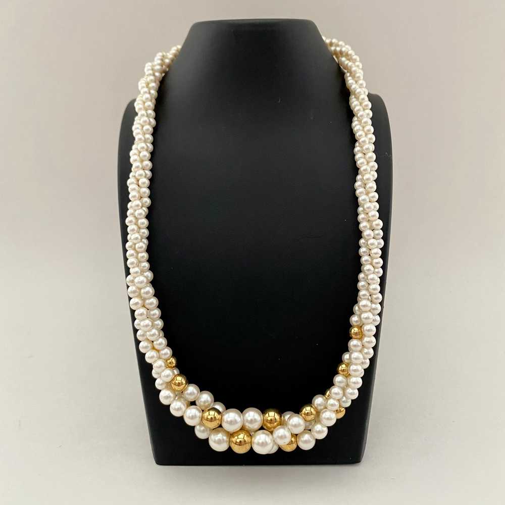 1980s Napier Pearl & Gold Necklace - image 1