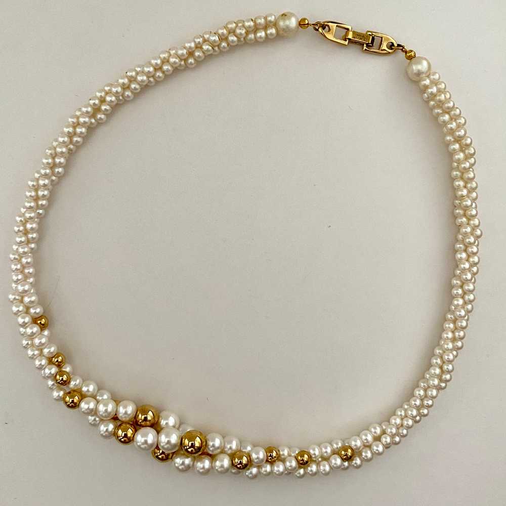 1980s Napier Pearl & Gold Necklace - image 2