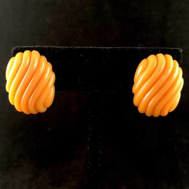 1987 Avon Color Shapes Earrings -Amber - image 1