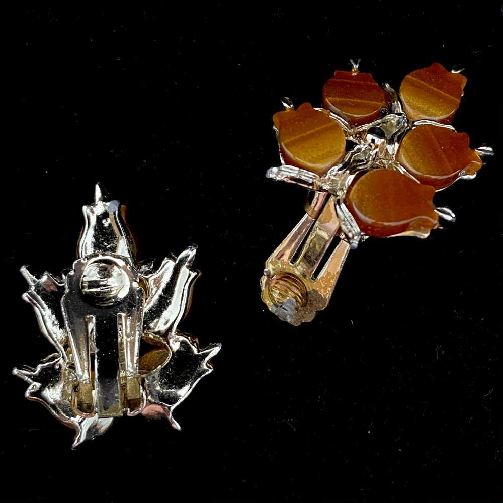 1960s Butterscotch Lucite Flower Earrings - image 2