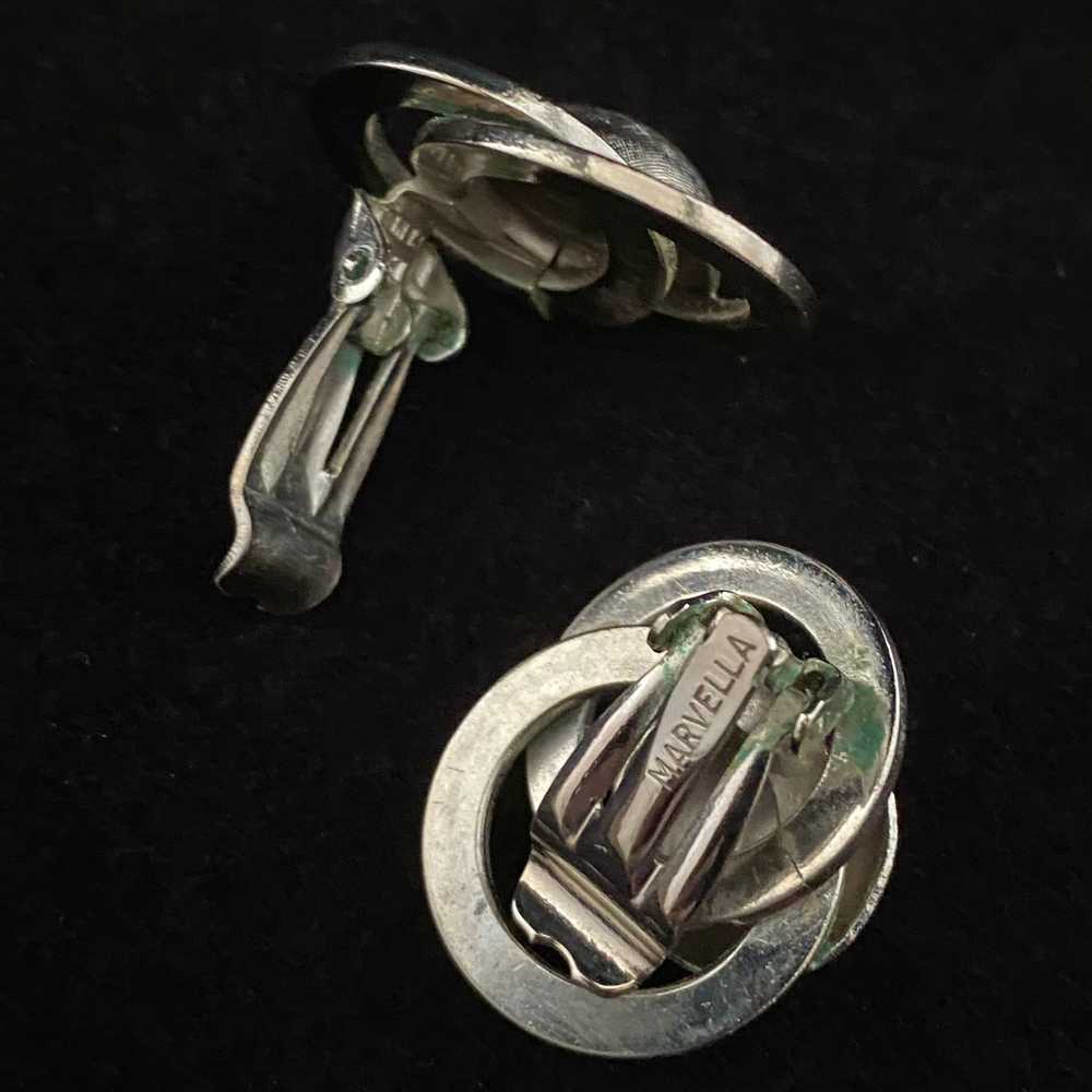 1950s Marvella Silver-Tone Earrings - image 2