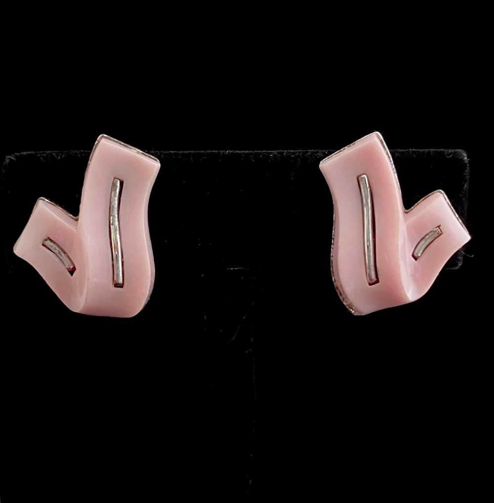 1950s Coro Pink Thermoset Earrings - image 1