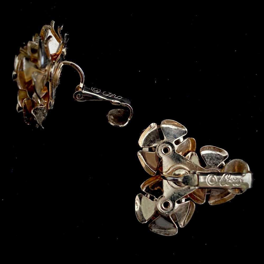 1960s Coro Gold Rose Earrings - image 2