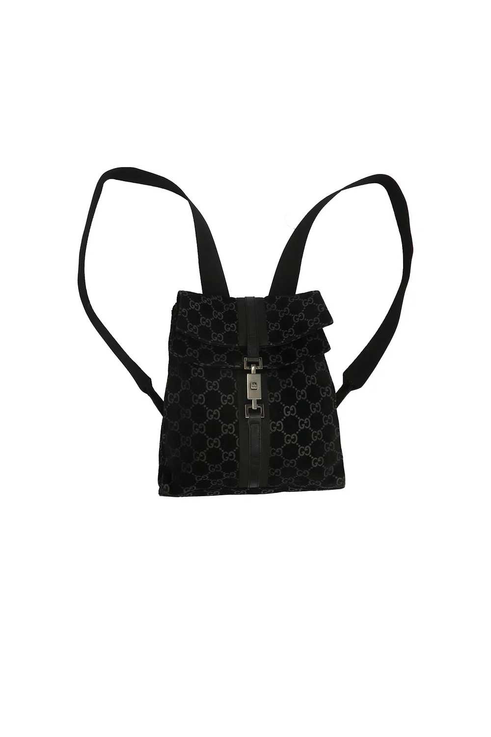 Vintage Gucci GG Monogram Suede Leather Backpack … - image 1