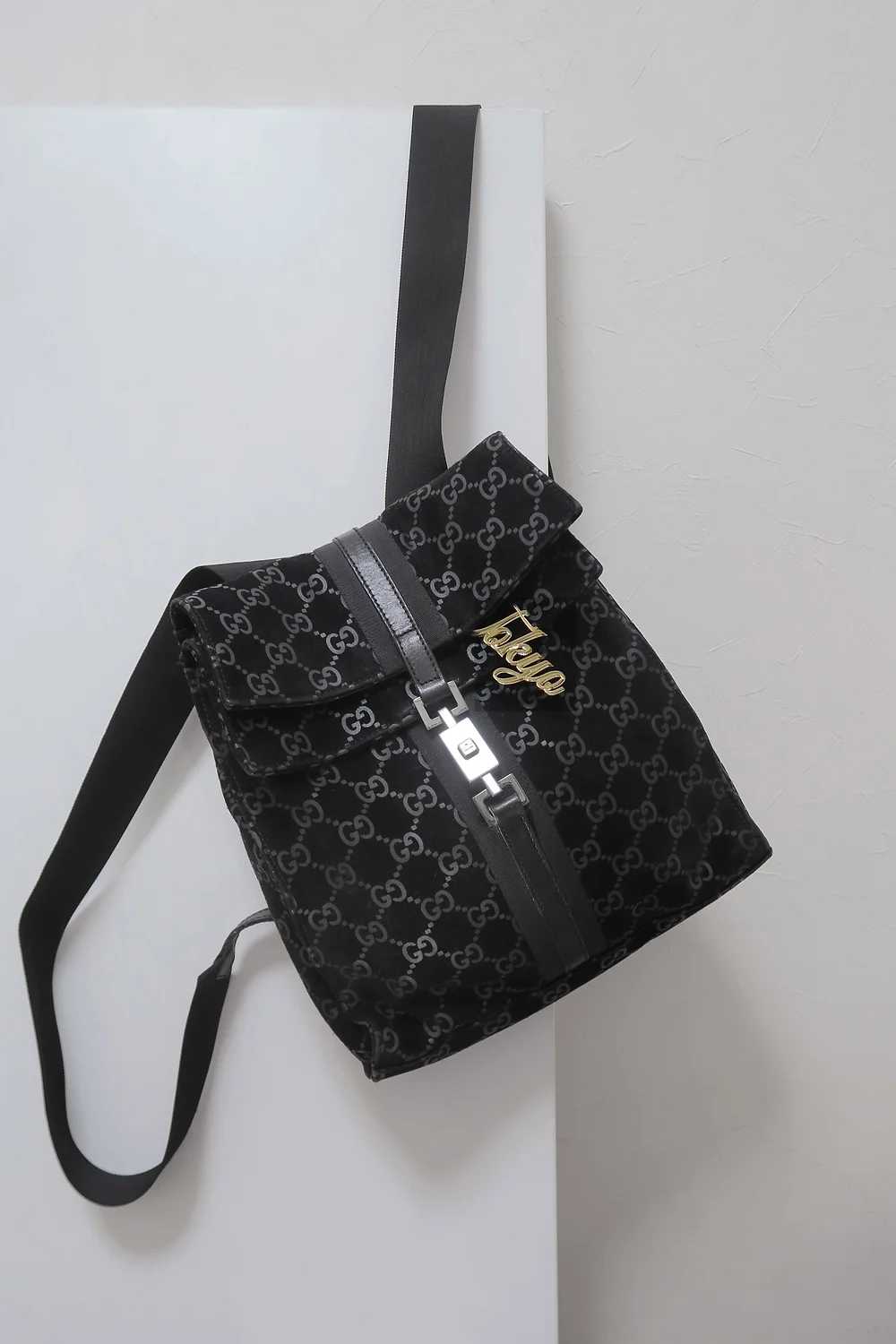 Vintage Gucci GG Monogram Suede Leather Backpack … - image 4