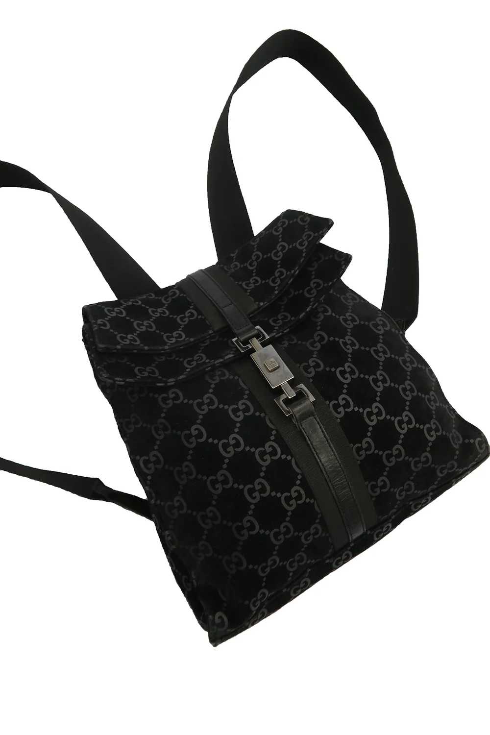 Vintage Gucci GG Monogram Suede Leather Backpack … - image 5