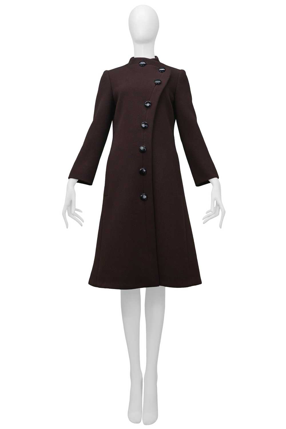 PIERRE CARDIN BROWN WOOL BUTTON UP COAT 1960s - image 1