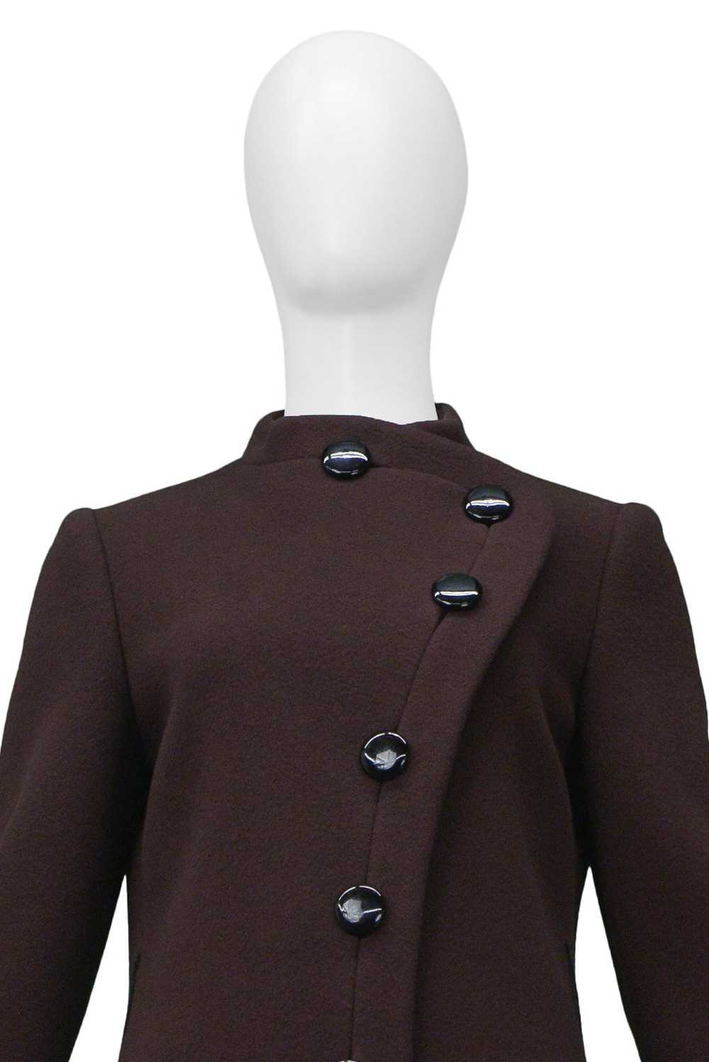 PIERRE CARDIN BROWN WOOL BUTTON UP COAT 1960s - image 3