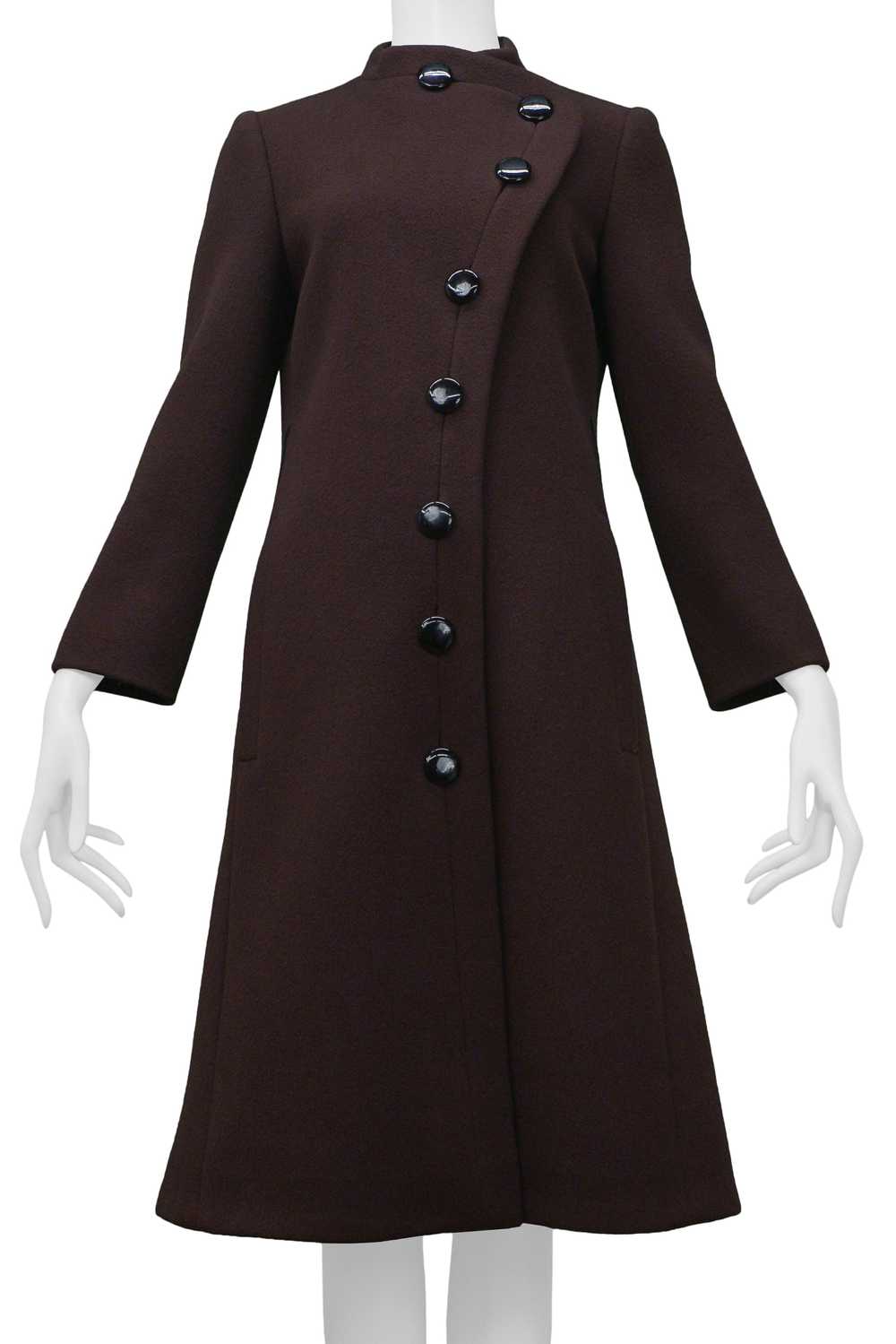 PIERRE CARDIN BROWN WOOL BUTTON UP COAT 1960s - image 4