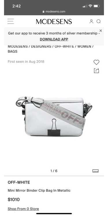 Off-white White Mini Diagonal Binder Clip Bag, ModeSens