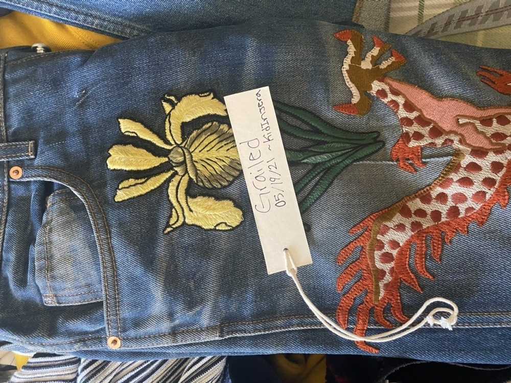Gucci Gucci Embroidered Dragon Denim Jeans - image 8