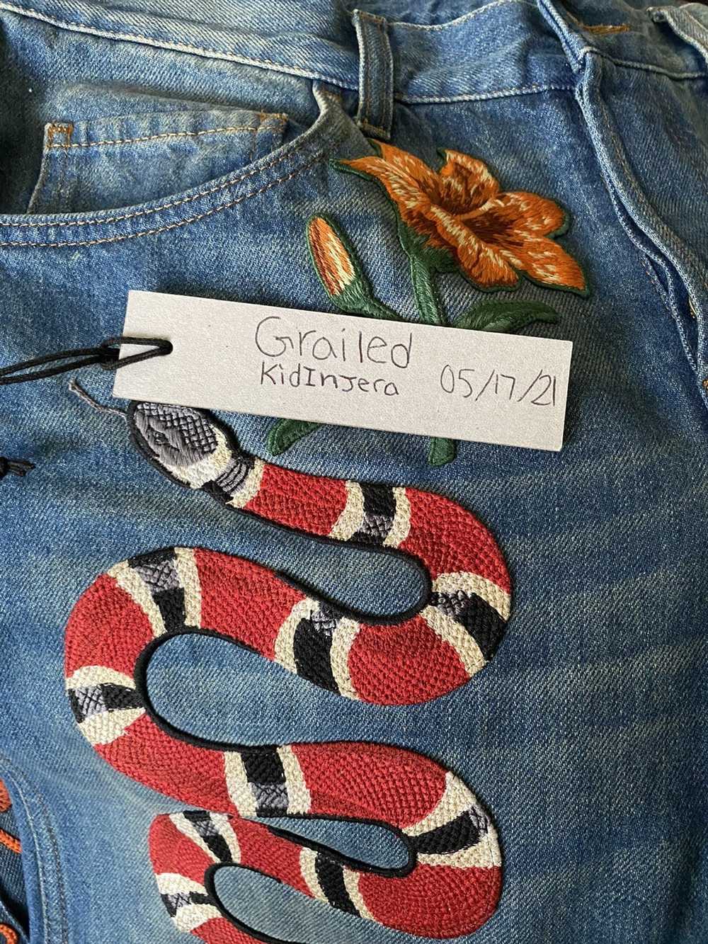 Gucci Gucci Snake Embroidered Slim-fit Jeans - image 5