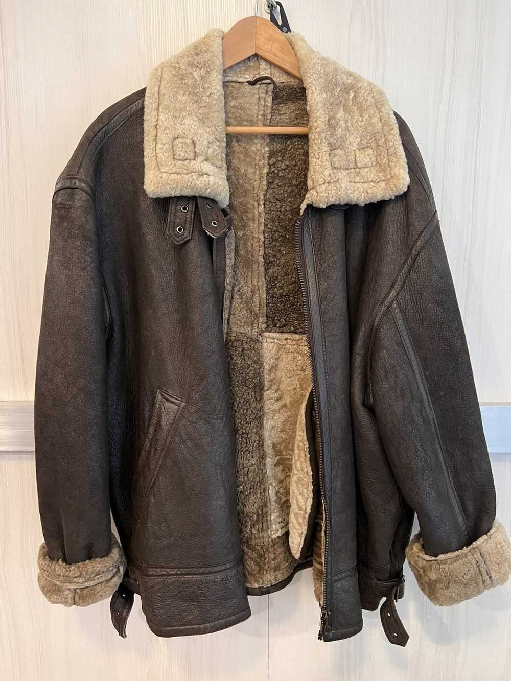 Vintage Vintage Shearling Brown Leather Jacket - image 1