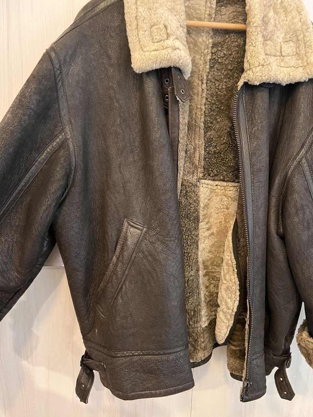 Vintage Vintage Shearling Brown Leather Jacket - image 3