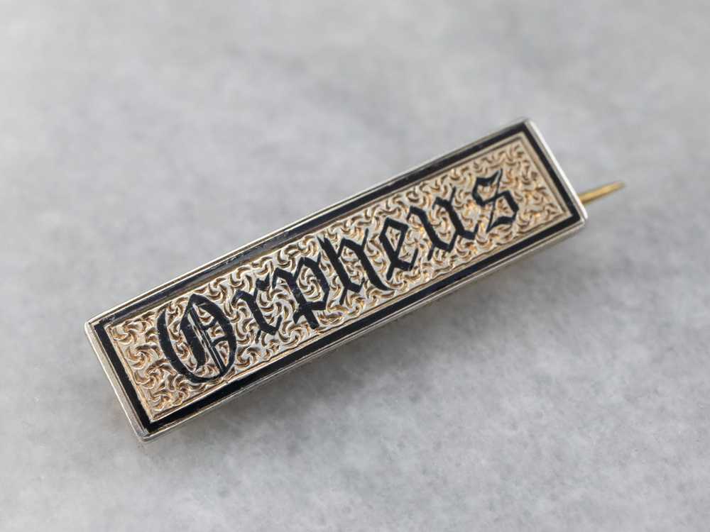 Orpheus Exquisite Black Enamel Victorian Bar Pin - image 3
