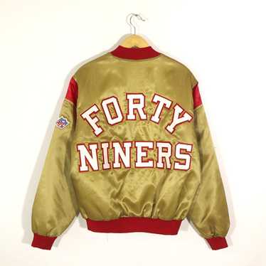 SAN FRANCISCO 49ERS NFL Vintage Chalk Line Gold Satin Jacket. Large (L)  80s-90s