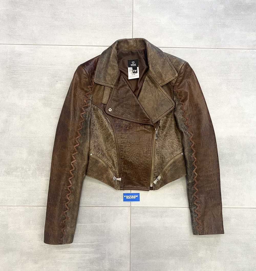 Crocodile biker jacket Gucci Brown size 40 IT in Crocodile - 23223689