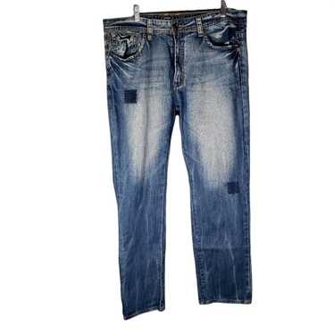Akoo AKOO Men's Distressed Faded Denim Jeans Sz 3… - image 1