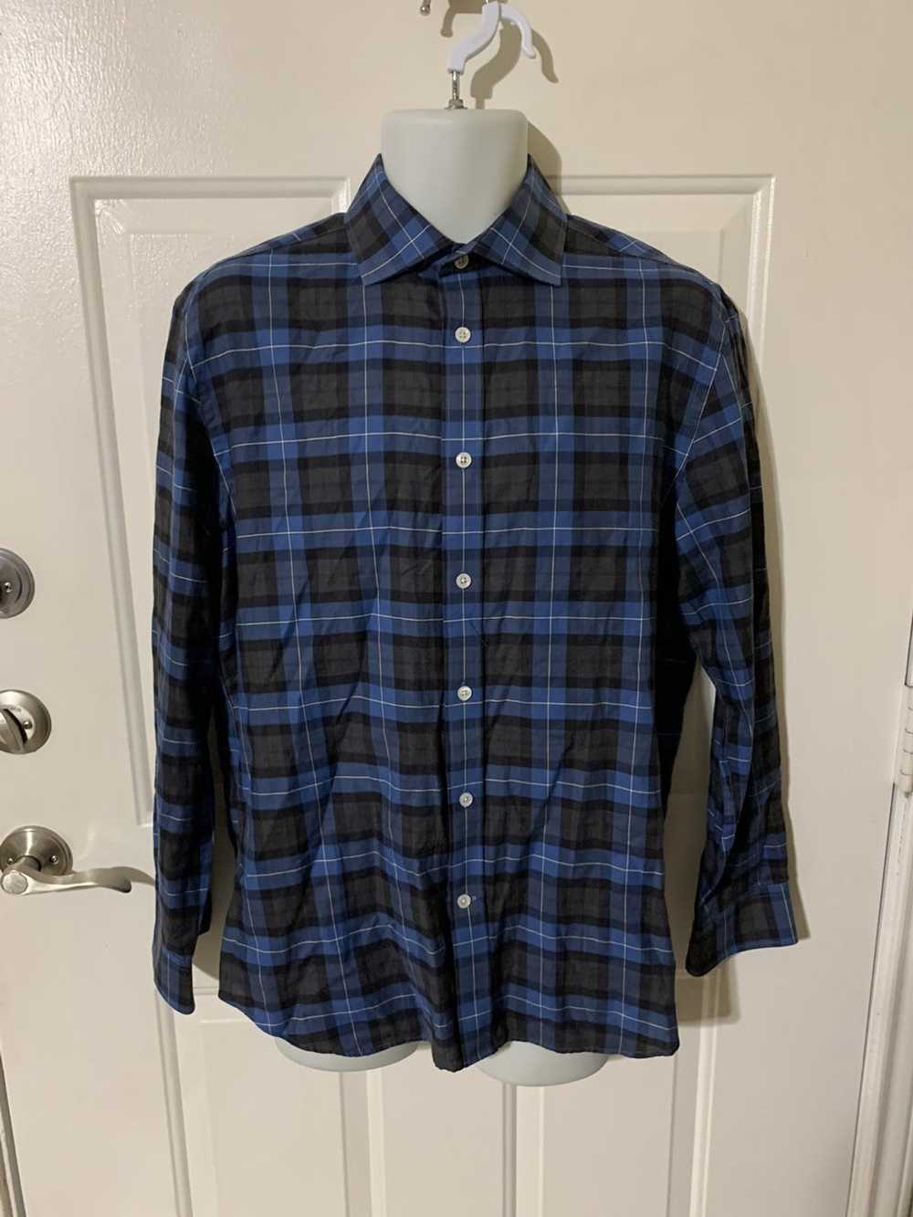 Todd Snyder Plaid Flannel Spread Collar shirt 16-… - image 1