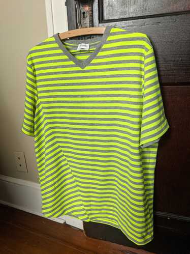 Jil Sander Asymmetrical striped neon t-shirt