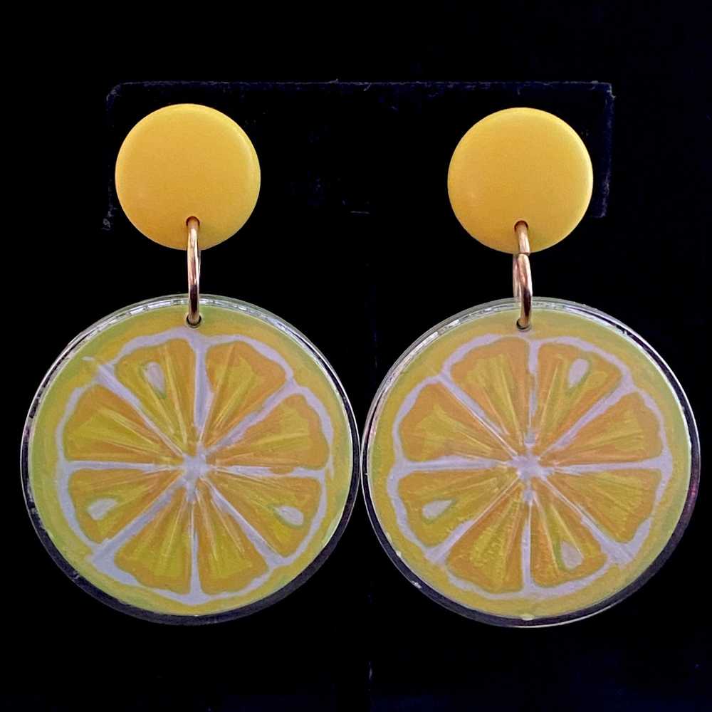 1993 Avon Tooty Fruity Earrings-Lemon - image 1