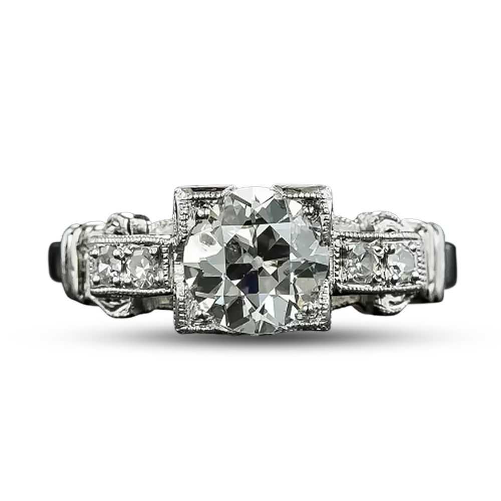 Art Deco .88 Carat Diamond Engagement Ring - image 5