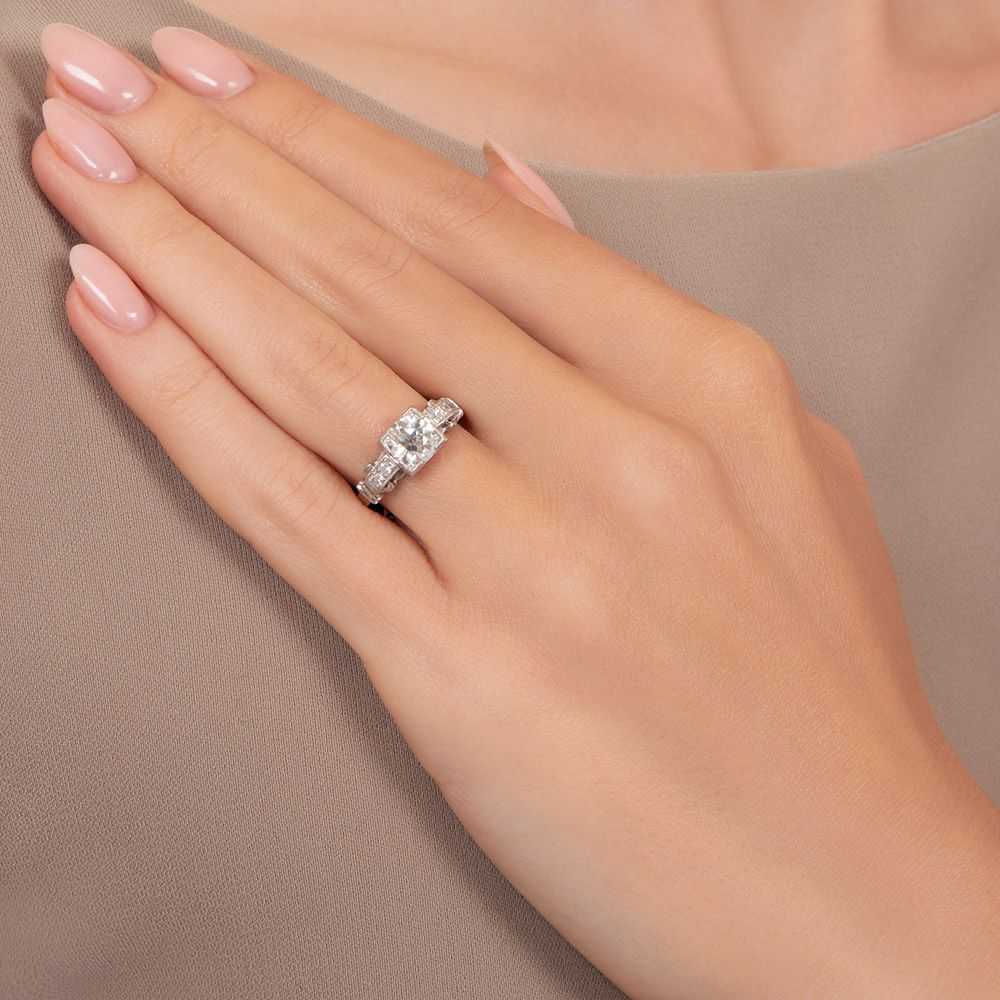 Art Deco .88 Carat Diamond Engagement Ring - image 6