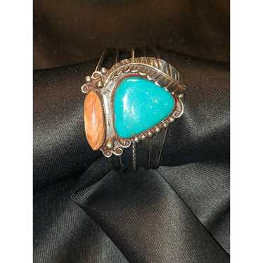 Navajo Navajo Thunderbolt Turquoise 35g Sterling … - image 1