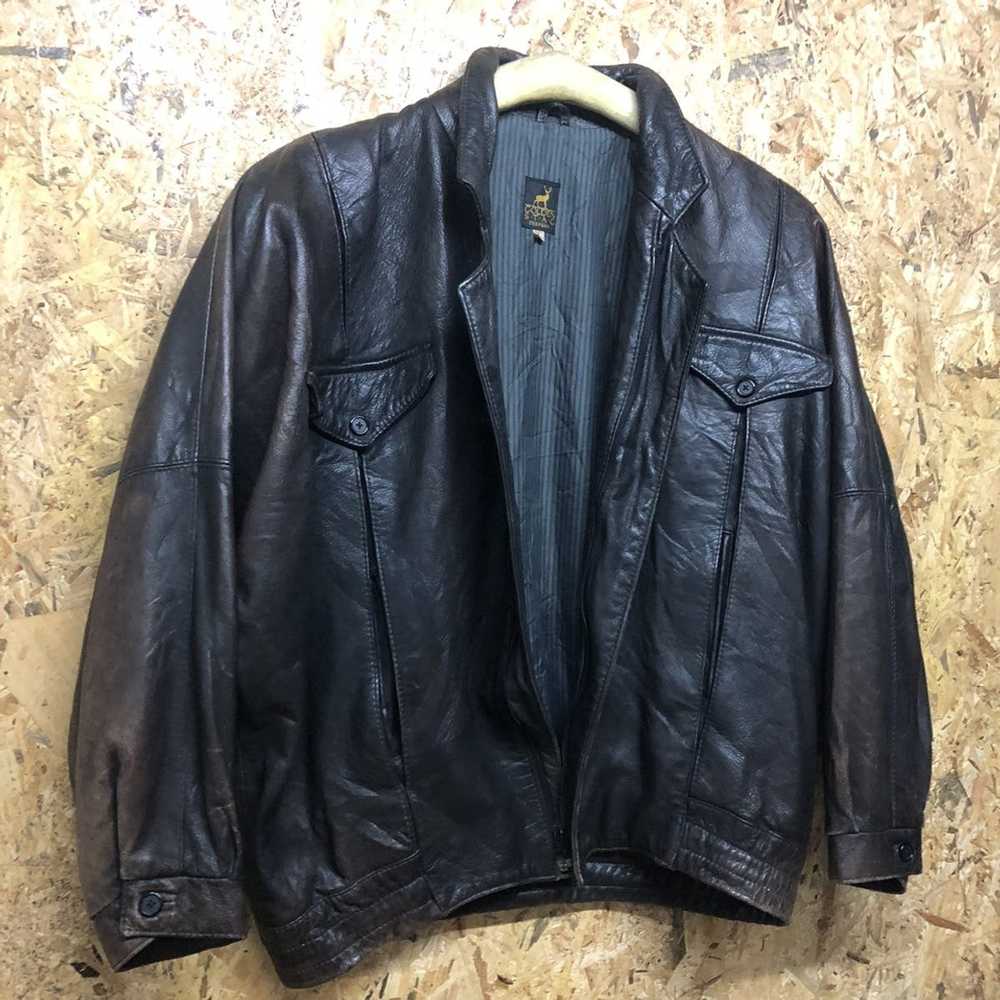 Designer × Leather Jacket × Vintage GOLDEN STAG D… - image 3