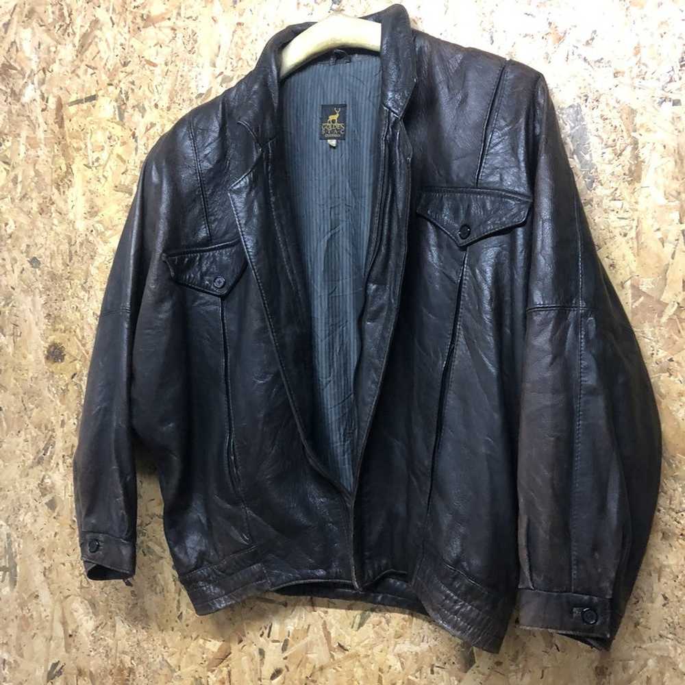 Designer × Leather Jacket × Vintage GOLDEN STAG D… - image 4