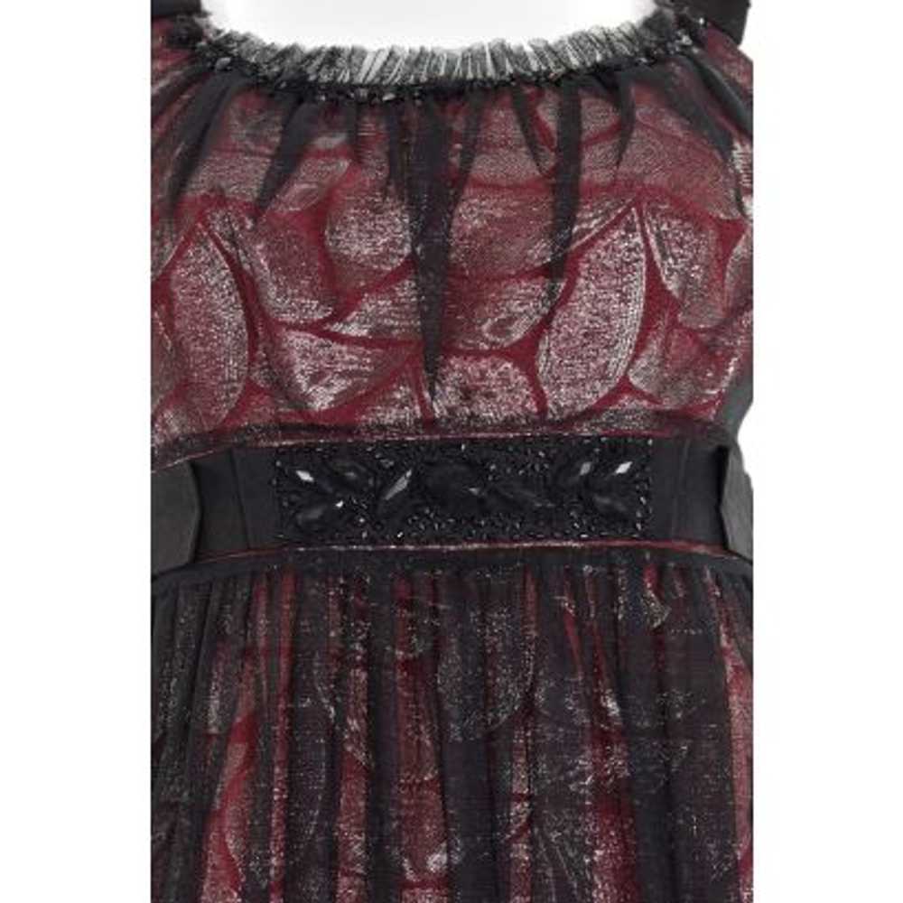 BCBGMAXAZRIA Rouge Metallic Tulle Overlay Dress - image 2