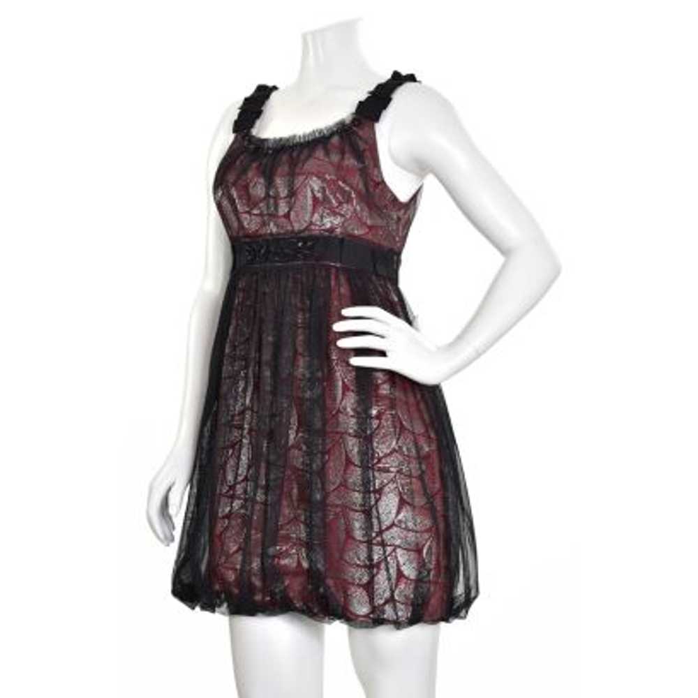 BCBGMAXAZRIA Rouge Metallic Tulle Overlay Dress - image 3