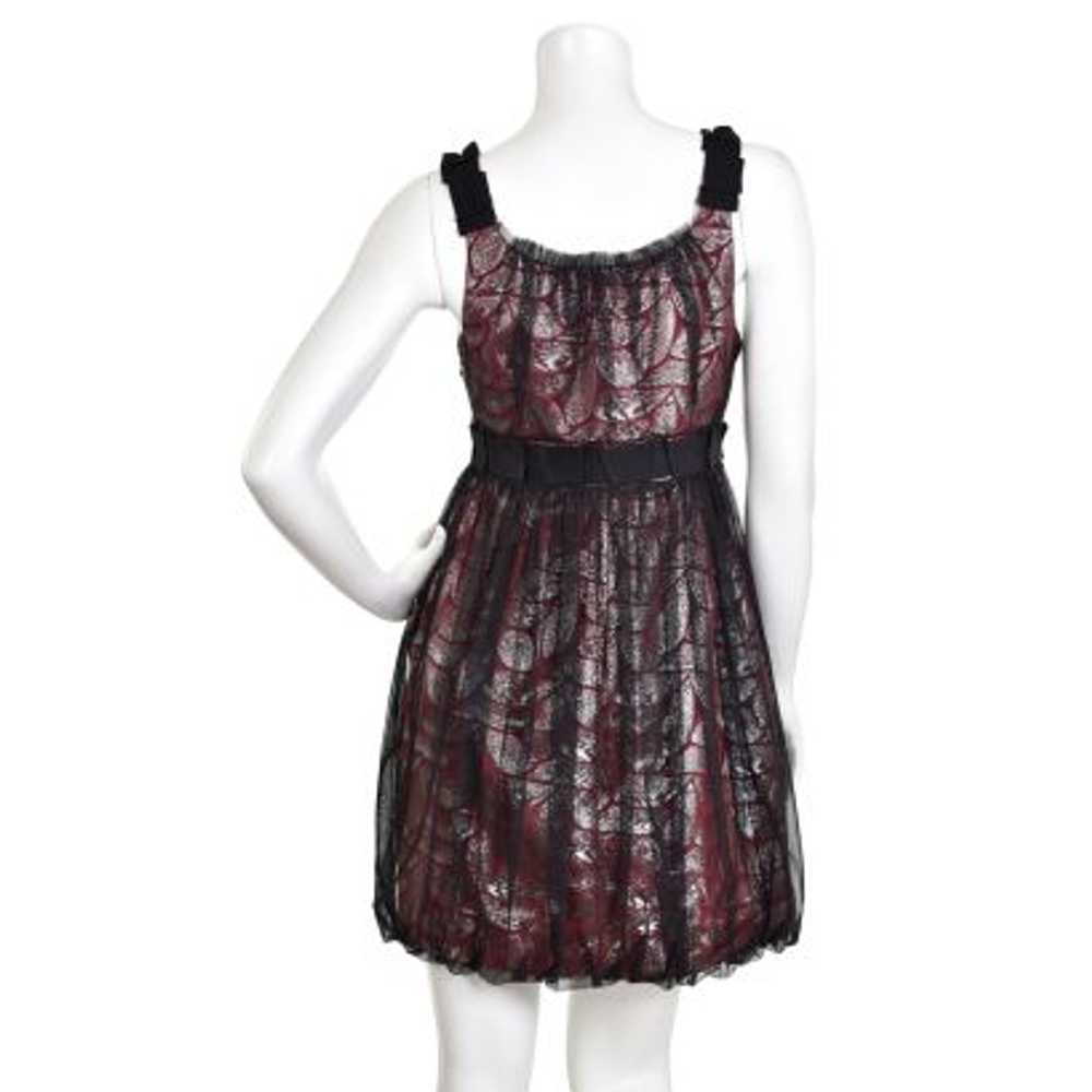 BCBGMAXAZRIA Rouge Metallic Tulle Overlay Dress - image 4