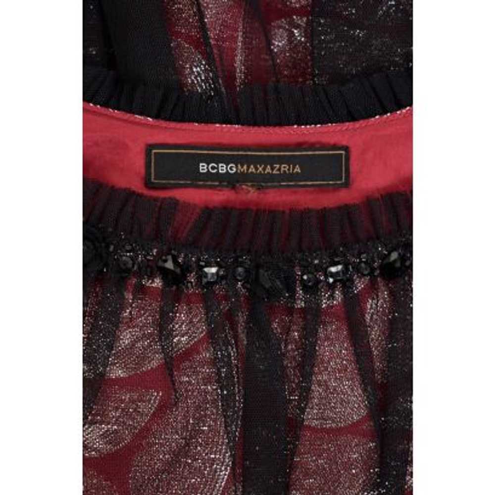 BCBGMAXAZRIA Rouge Metallic Tulle Overlay Dress - image 5