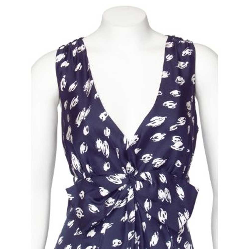 Kate Spade Navy Blue & White Printed Silk Sheath … - image 2