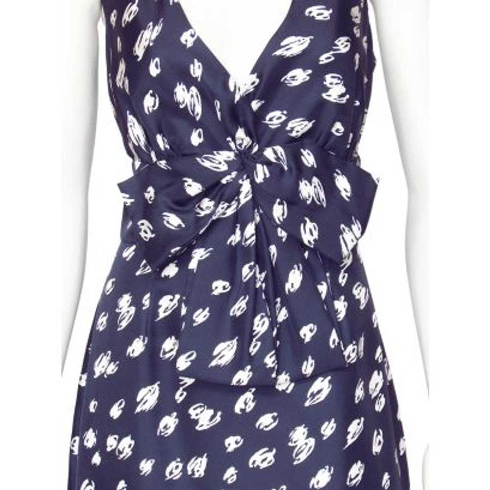 Kate Spade Navy Blue & White Printed Silk Sheath … - image 3