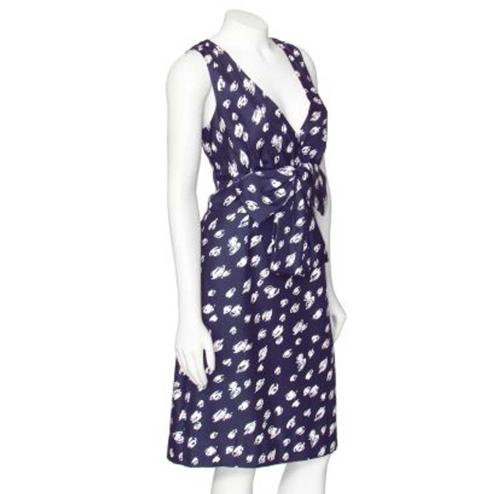 Kate Spade Navy Blue & White Printed Silk Sheath … - image 4