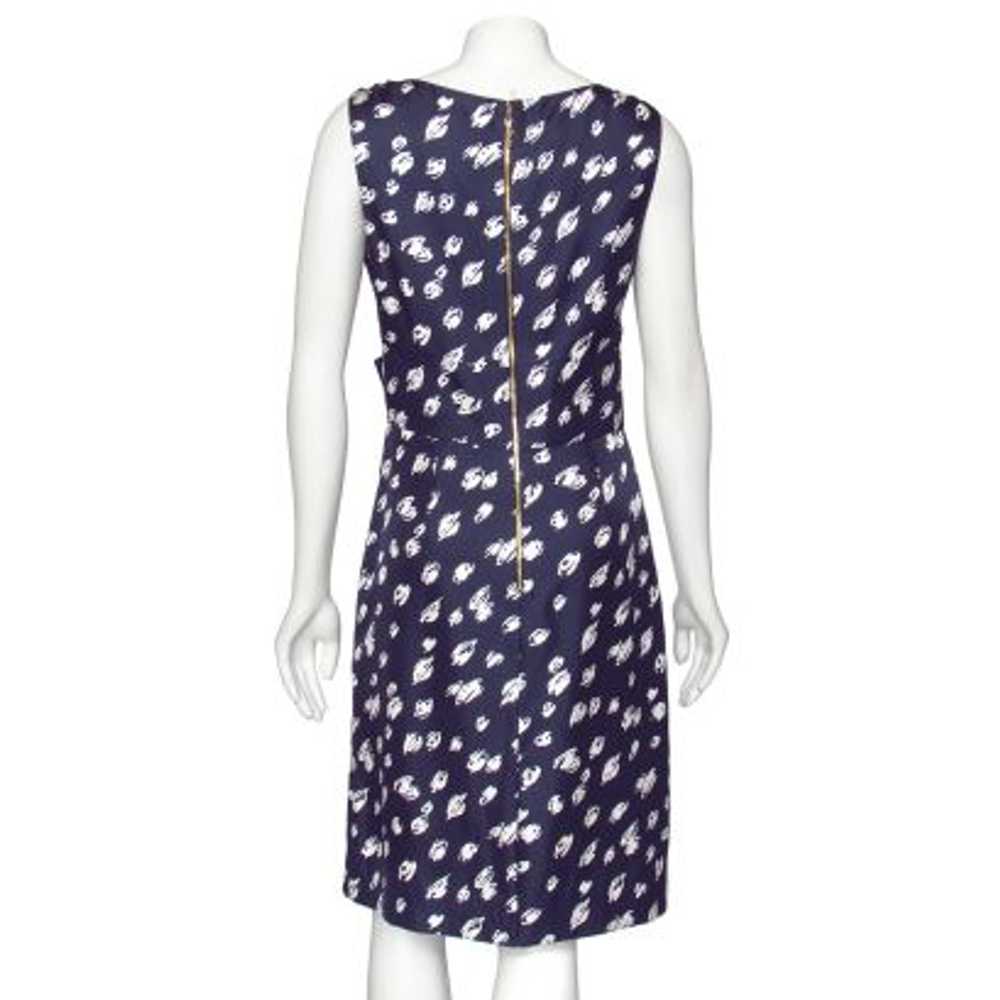 Kate Spade Navy Blue & White Printed Silk Sheath … - image 5