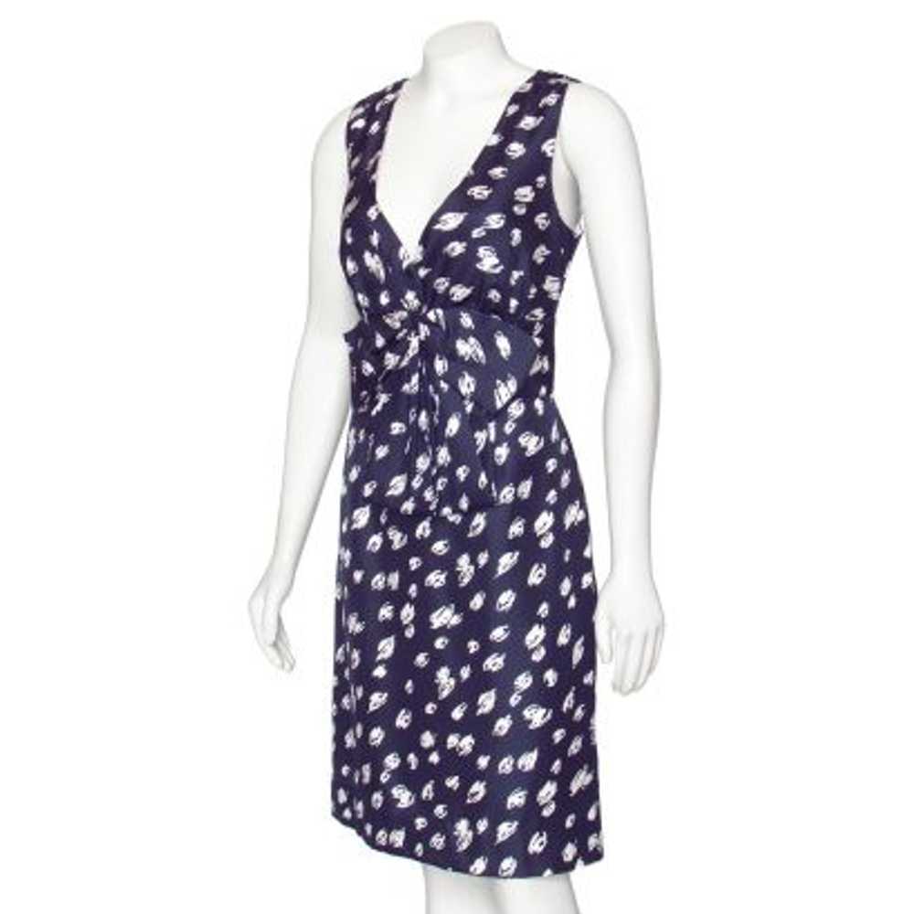 Kate Spade Navy Blue & White Printed Silk Sheath … - image 6