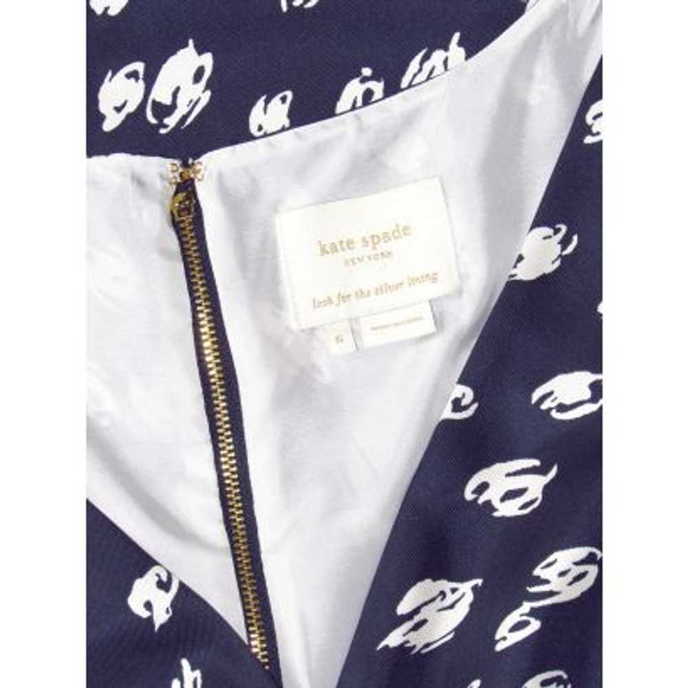 Kate Spade Navy Blue & White Printed Silk Sheath … - image 8