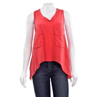 BCBGMAXAZRIA Tiiu Red Berry Silk Top with Open Bac