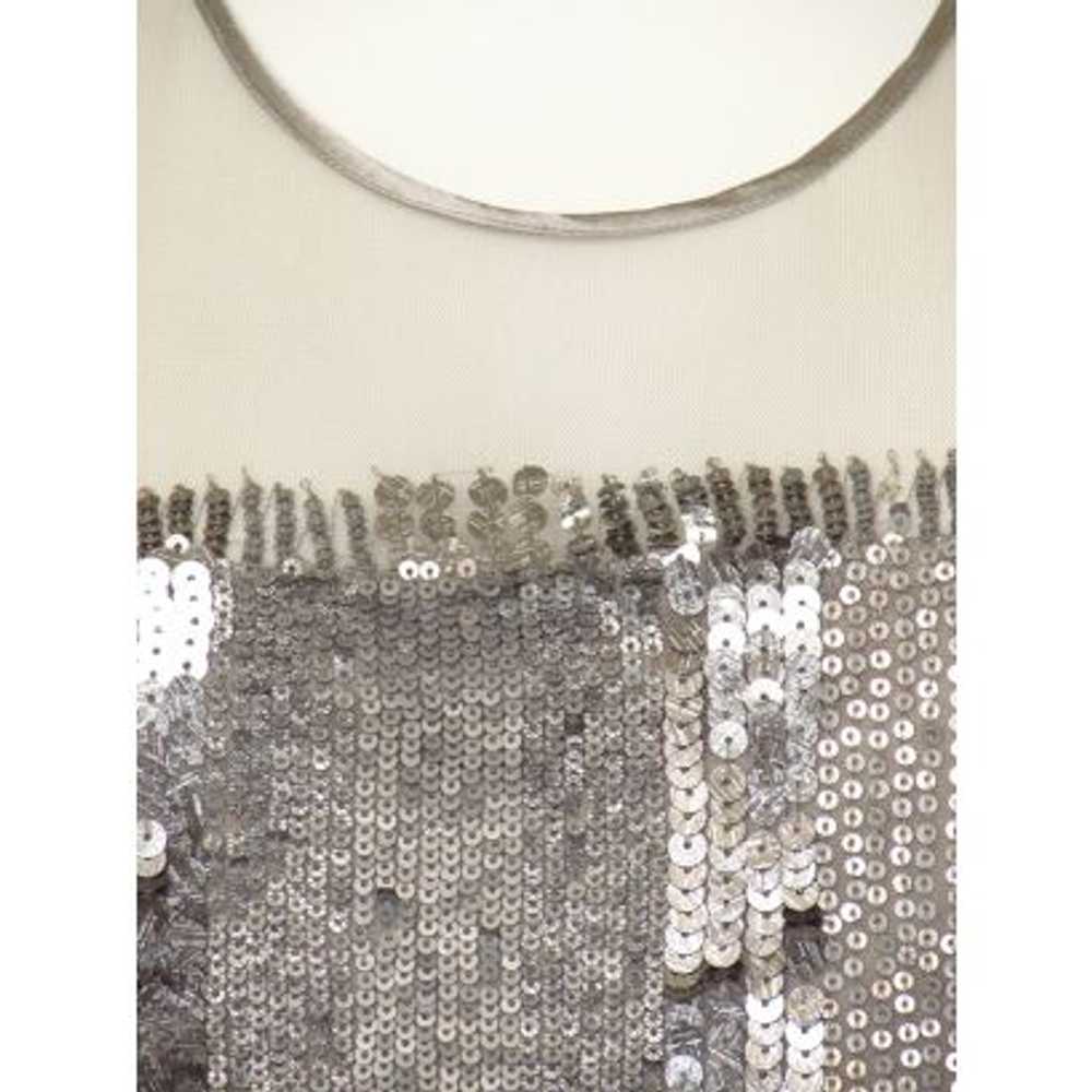 Parker Silver Sequin Top with Sheer Yoke - image 2