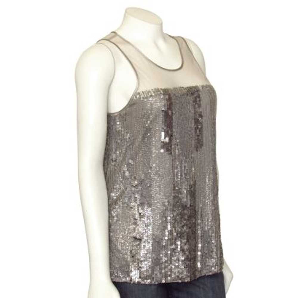 Parker Silver Sequin Top with Sheer Yoke - image 3