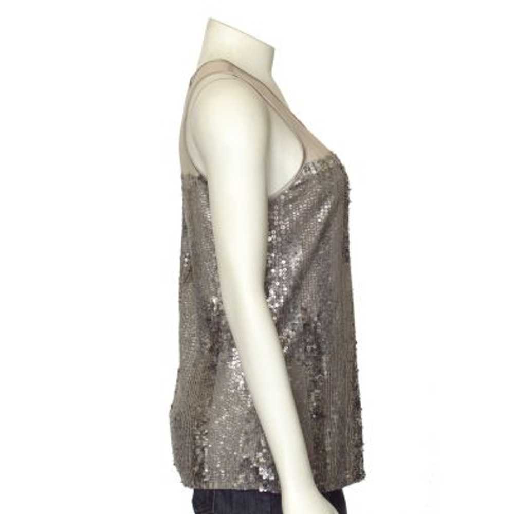 Parker Silver Sequin Top with Sheer Yoke - image 4