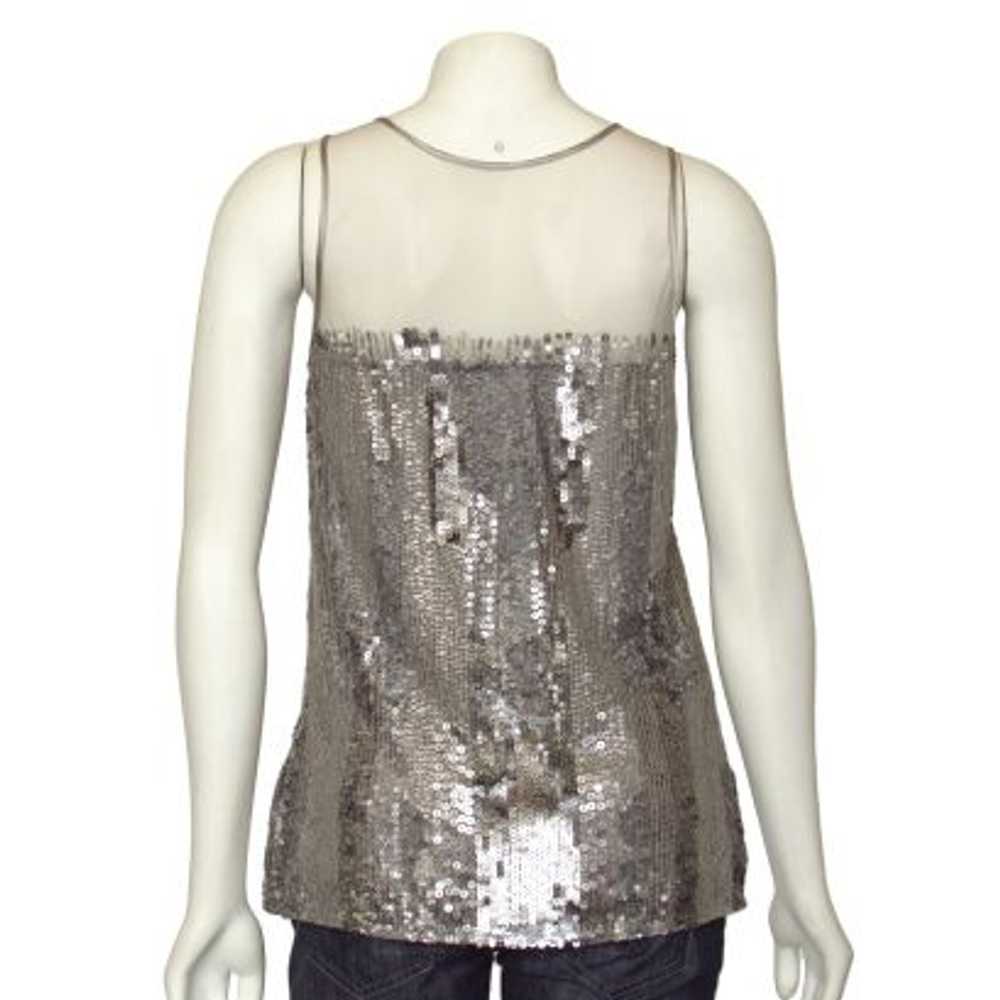 Parker Silver Sequin Top with Sheer Yoke - image 5