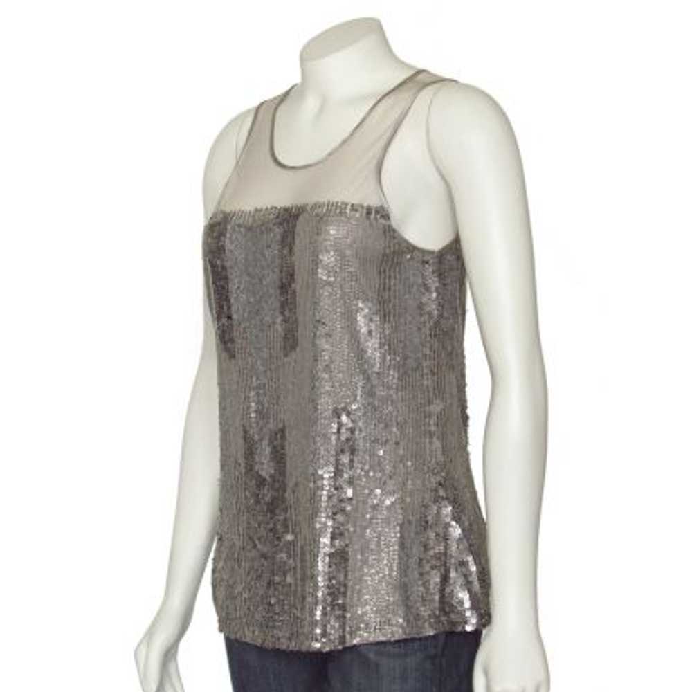 Parker Silver Sequin Top with Sheer Yoke - image 6