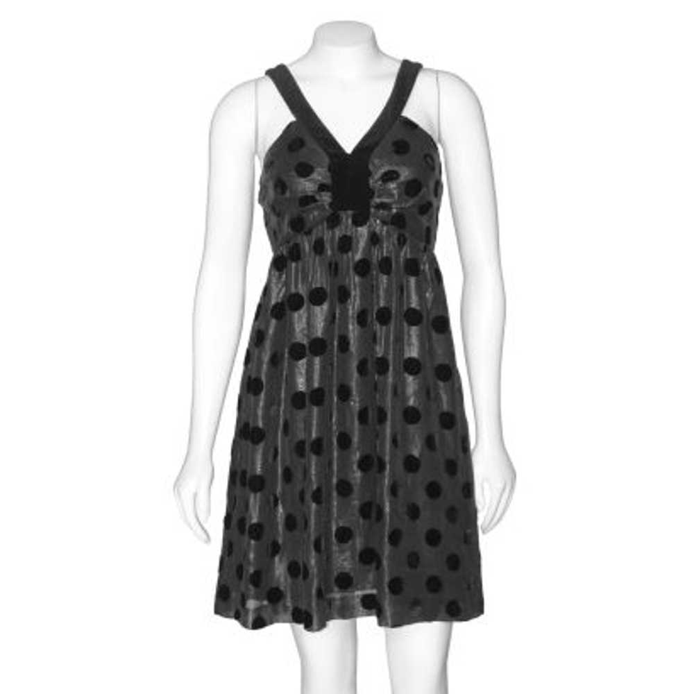 Milly of New York Black Velvet Polka-Dot Dress - image 1